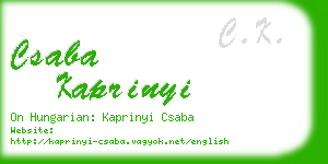 csaba kaprinyi business card